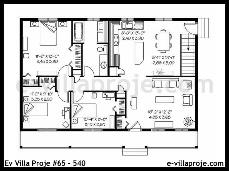 Modell 65-540 — 102 m², 1 Geschoss thumbnail 2