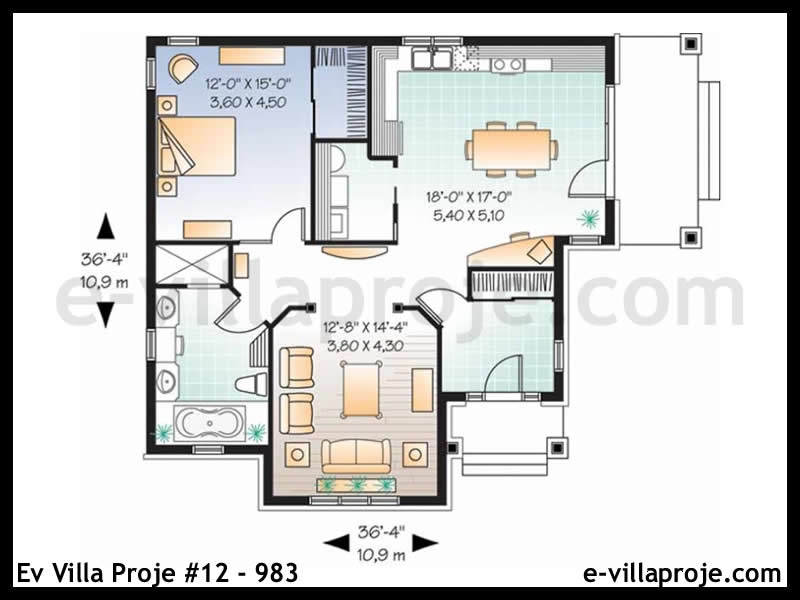 Modell 12-983 — 103 m², 1 Geschoss thumbnail 2
