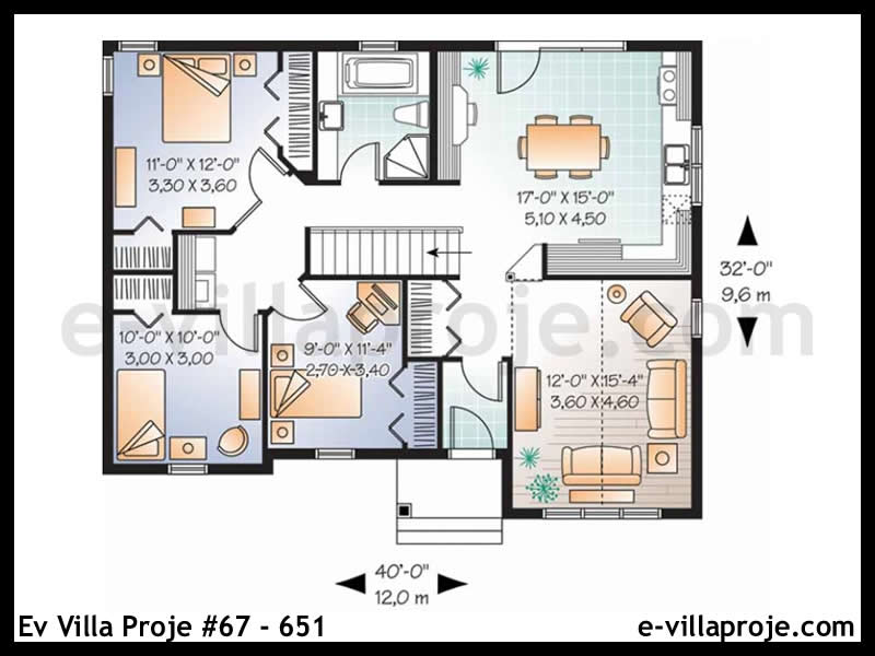 Modell 67-651 — 107 m², 1 Geschoss thumbnail 2
