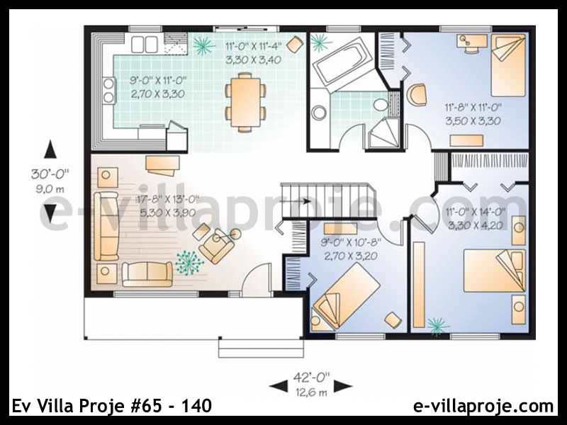 Modell 65-140 — 107 m², 1 Geschoss thumbnail 2