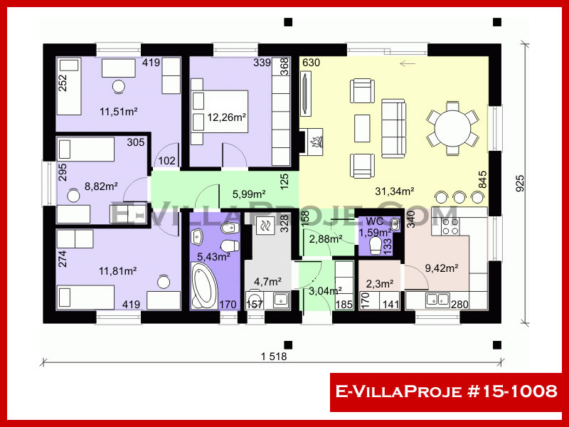 Modell 15-1008 — 141 m², 1 Geschoss thumbnail 2